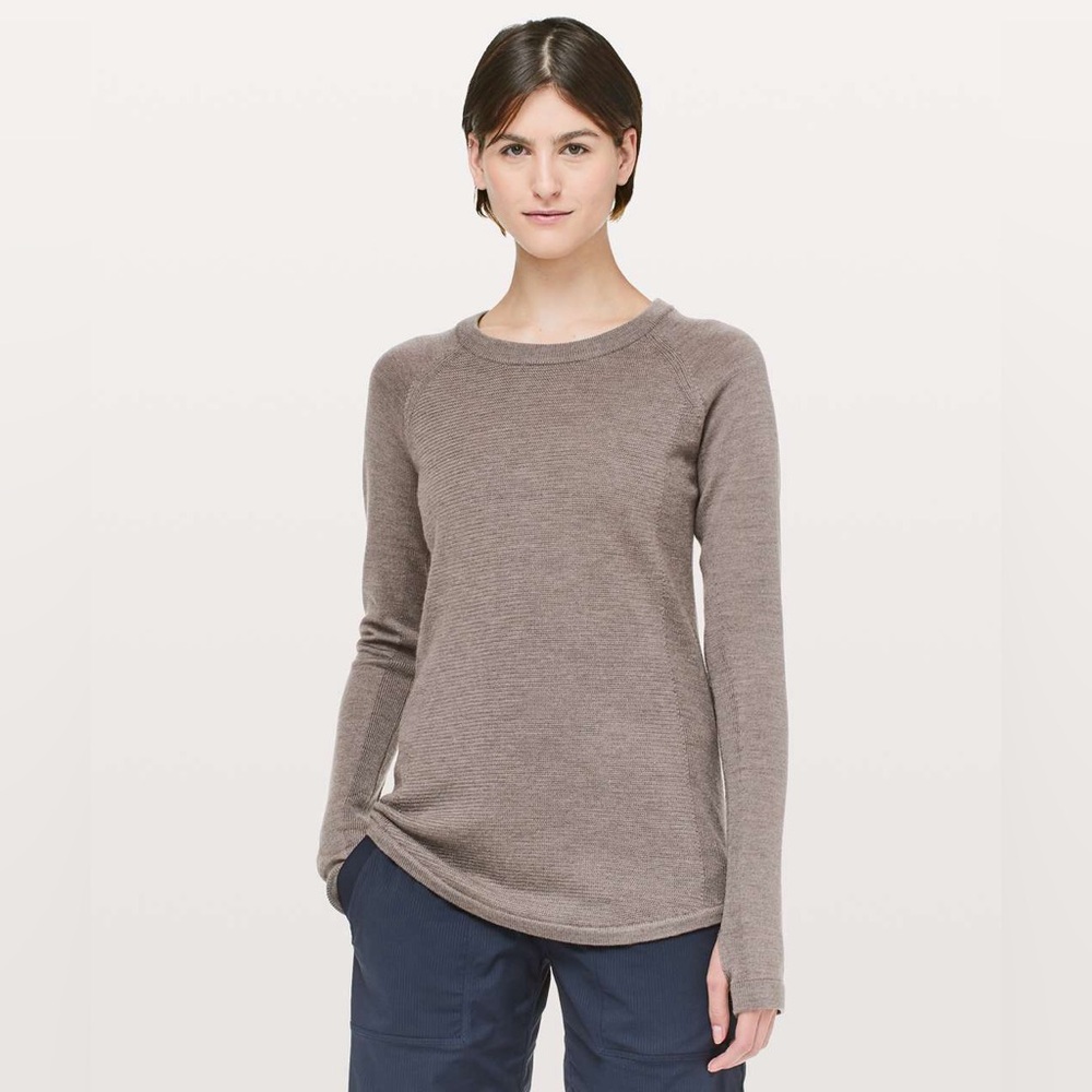 lululemon athletica Long Sleeve Crew Top in Taupe